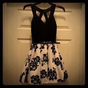 Crystal doll short black and white party dress
